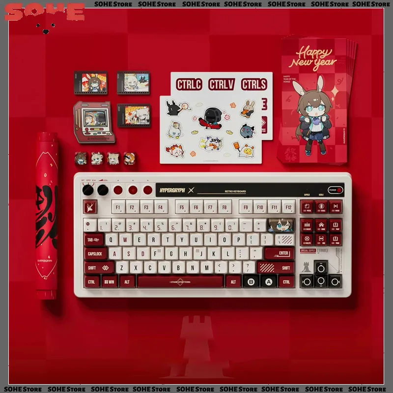 Фото Механическая игровая клавиатура Hypergryph Arknights Retro 87, 2.4G, трехрежимная беспроводная, с полной поддержкой горячей замены клавиш, программируемая, для Windows и Android №1