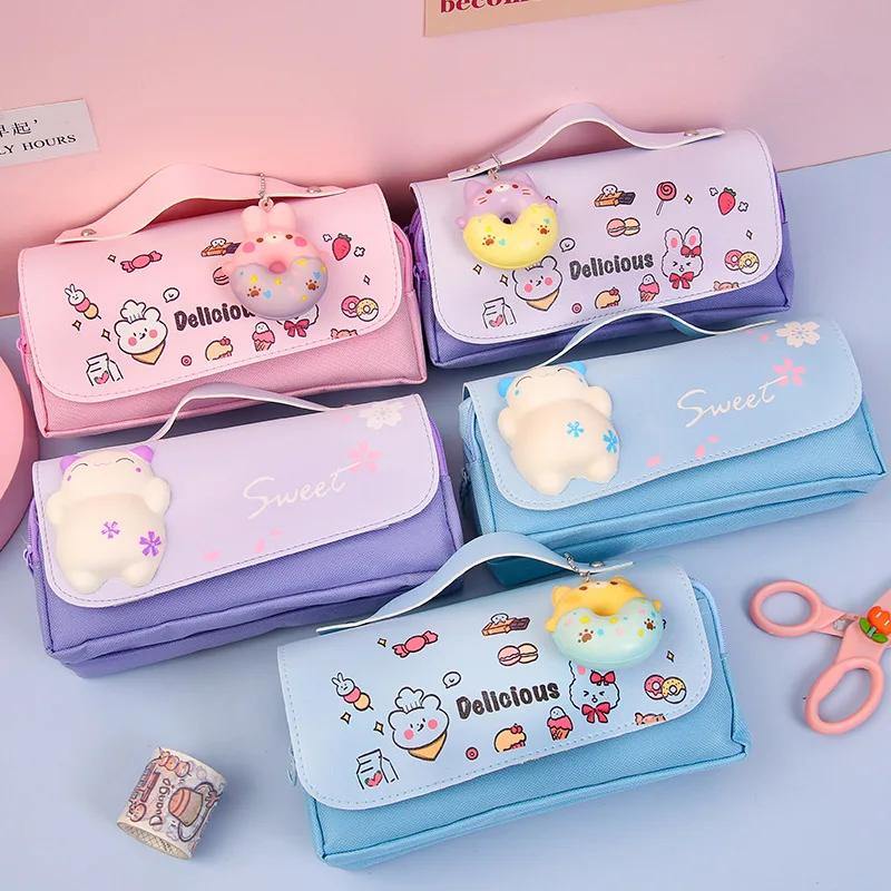 

Large Capacity Pencil Bag Student Lovely Decompression Stationery Bag Cartoon Creative Multifunctional Stationery Box Pencil Bag