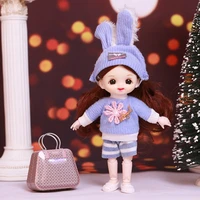 bjd 17cm doll 13 joints movable 112 princess dress up fashion clothes set 3d eyes children girl birthday gift christmas day toy