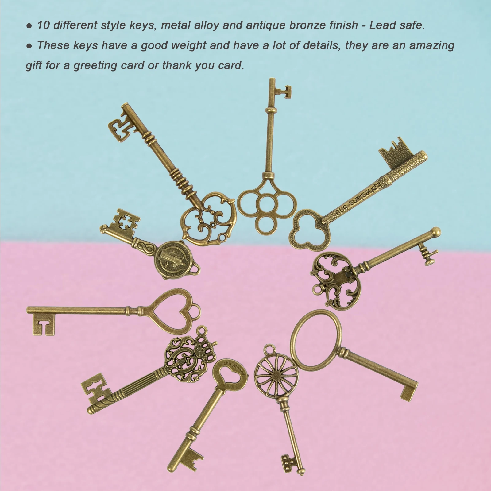 CHuangQi 10 шт. винтажный набор ключей со скелетом филигранные ключи в стиле стимпанк