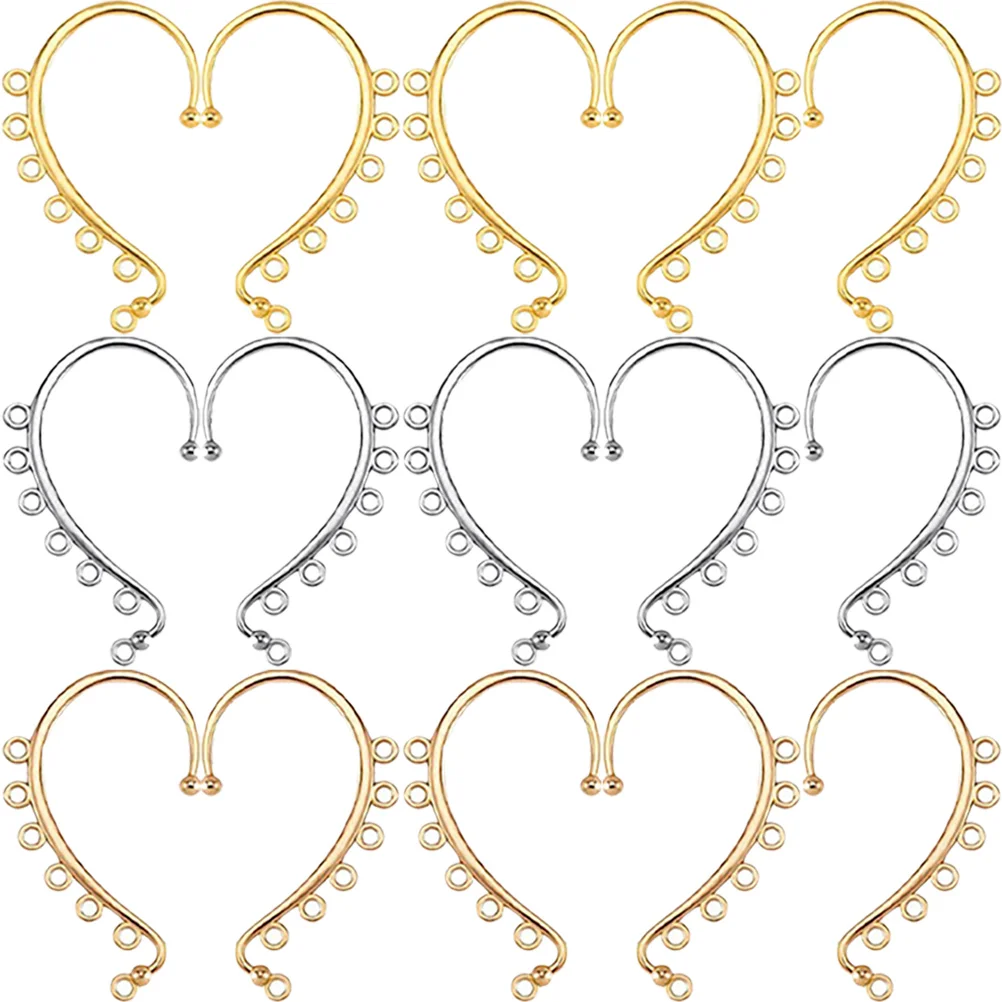 15pcs No Ear Cuff Earring Making 6-Holes Hooks Earbob Making Accessories