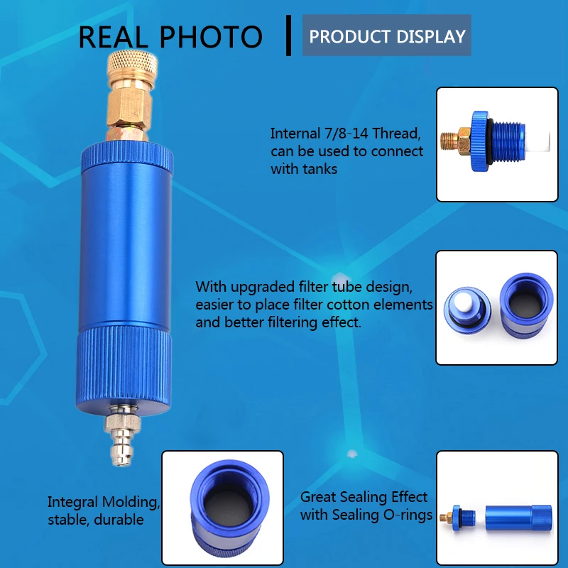 PCP Air Compressor High Pressure Hand Pump Filter Blue Water-Oil Separator M10x1 Quick Connector Filtering Cotton Element 40Mpa enlarge