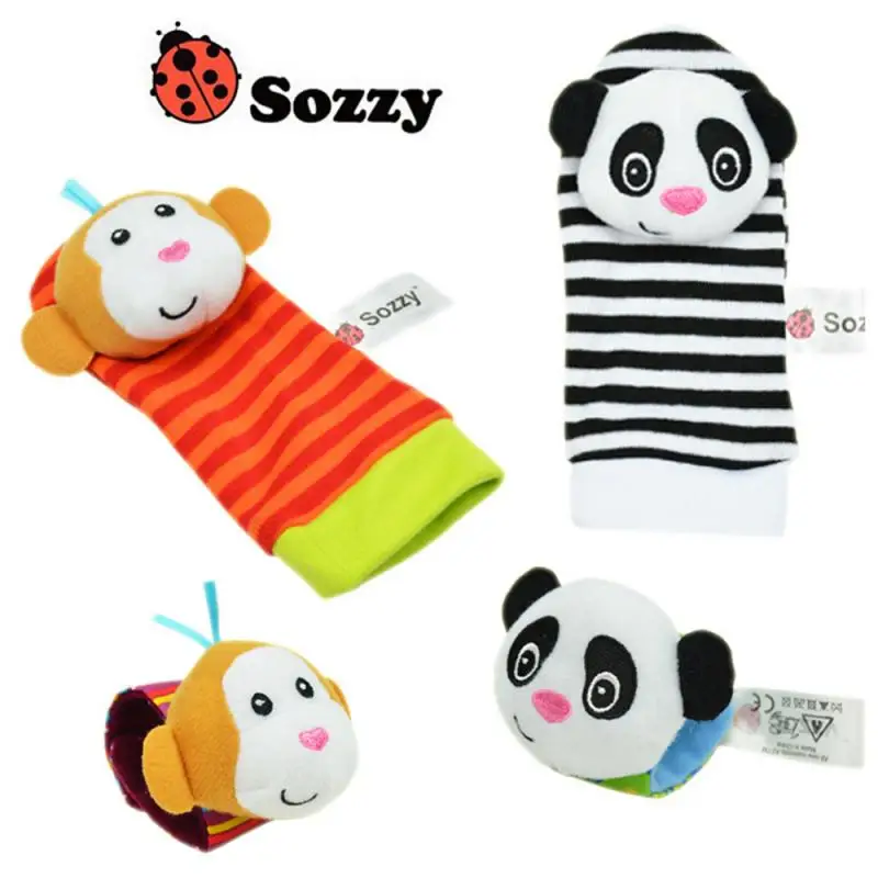 

Baby Rattle Animal Toy Wrist Band Foot Socks 0-12 Months Soft Plush Cartoon Children Wrist Toy