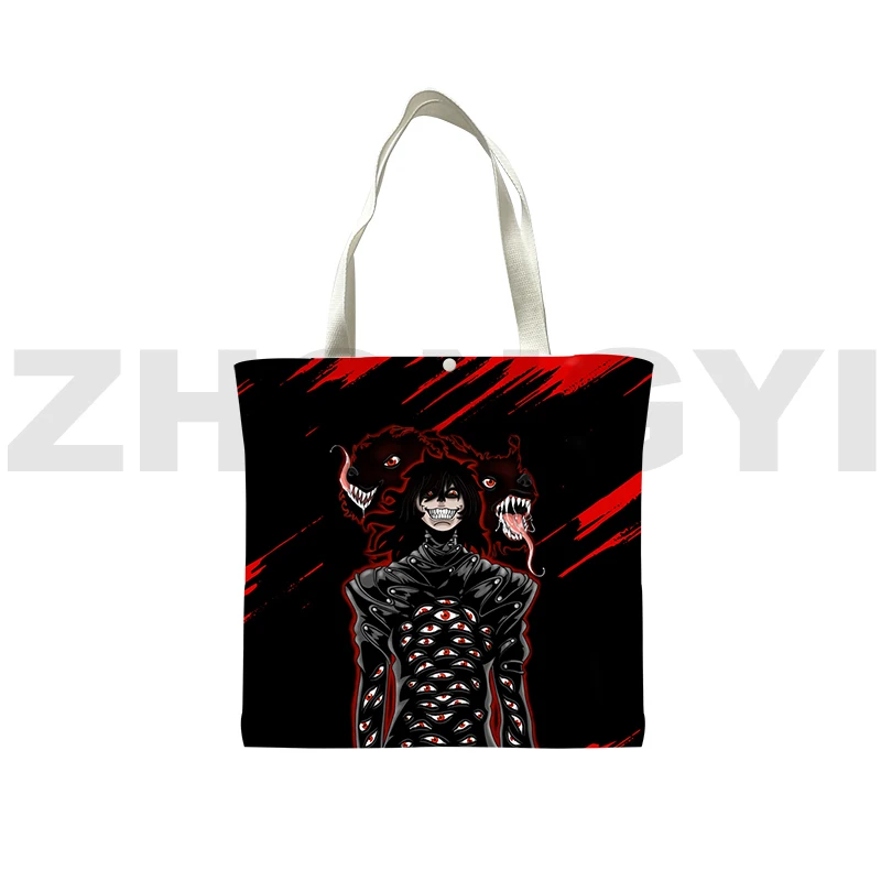 

Сумки для покупок с 3D-принтом Hellsing, сумки-тоуты с рисунком аниме для подростков, манга, глаза Alucard, наплечная сумка для женщин и супермаркетов...
