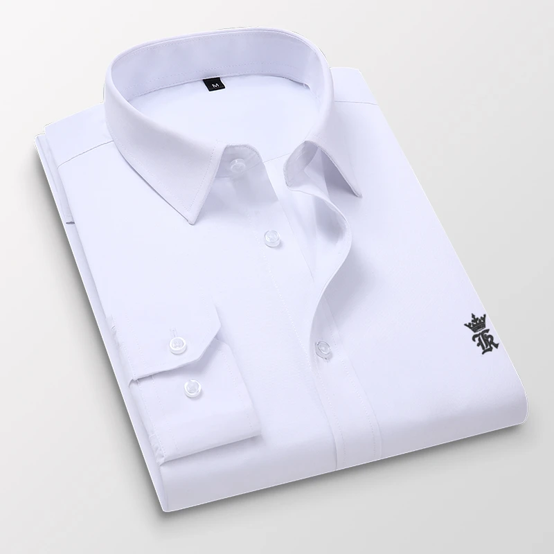 2021 Sergio K Camisa Plus Size Men's Shirt Men's Long Sleeve Solid Color Embroidered Slim Fit Business High Quality Men's Shirt