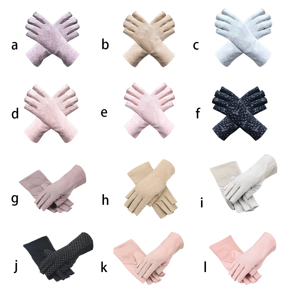 

Sunscreen Mittens Breathable Thin Women Supplies Smooth Surface Multiple Colors Driving Mitten Hand Cover Floral Light Pink
