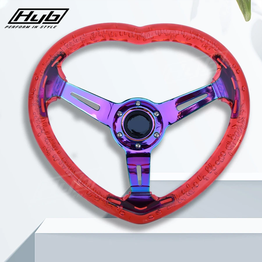 JDM прозрачный акриловый пузырь сердце рулевое колесо Neo светящиеся
