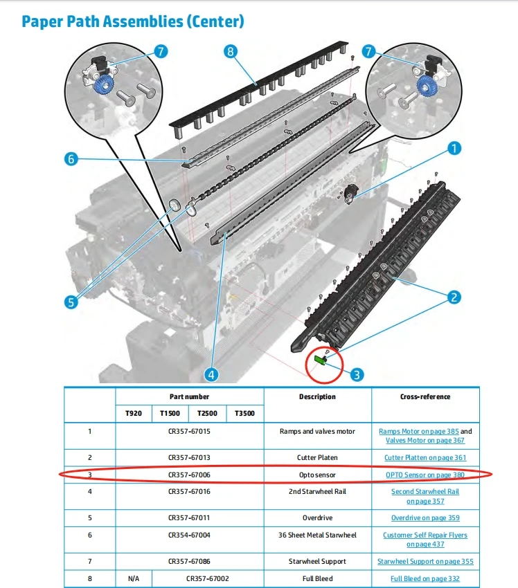 Выходной датчик PCA CR357-67006 подходит для H-P DesignJet T920 T1500 T2500 T3500 T1600 T2600 POJAN