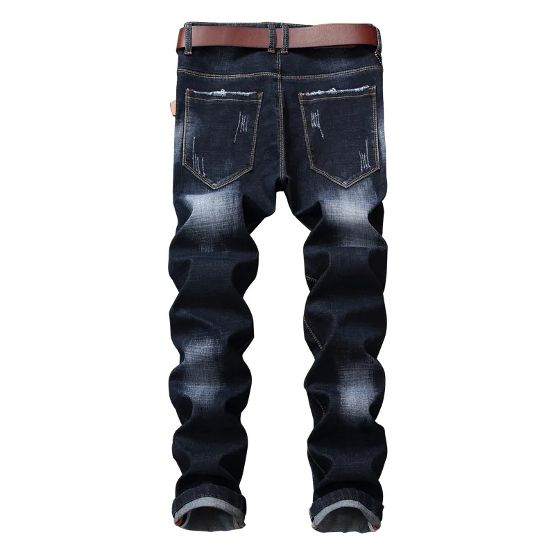 2022 New Men's Jeans Ripped Slim Pencil Pants European And American Trend High-end Versatile Straight Denim Pants For Men