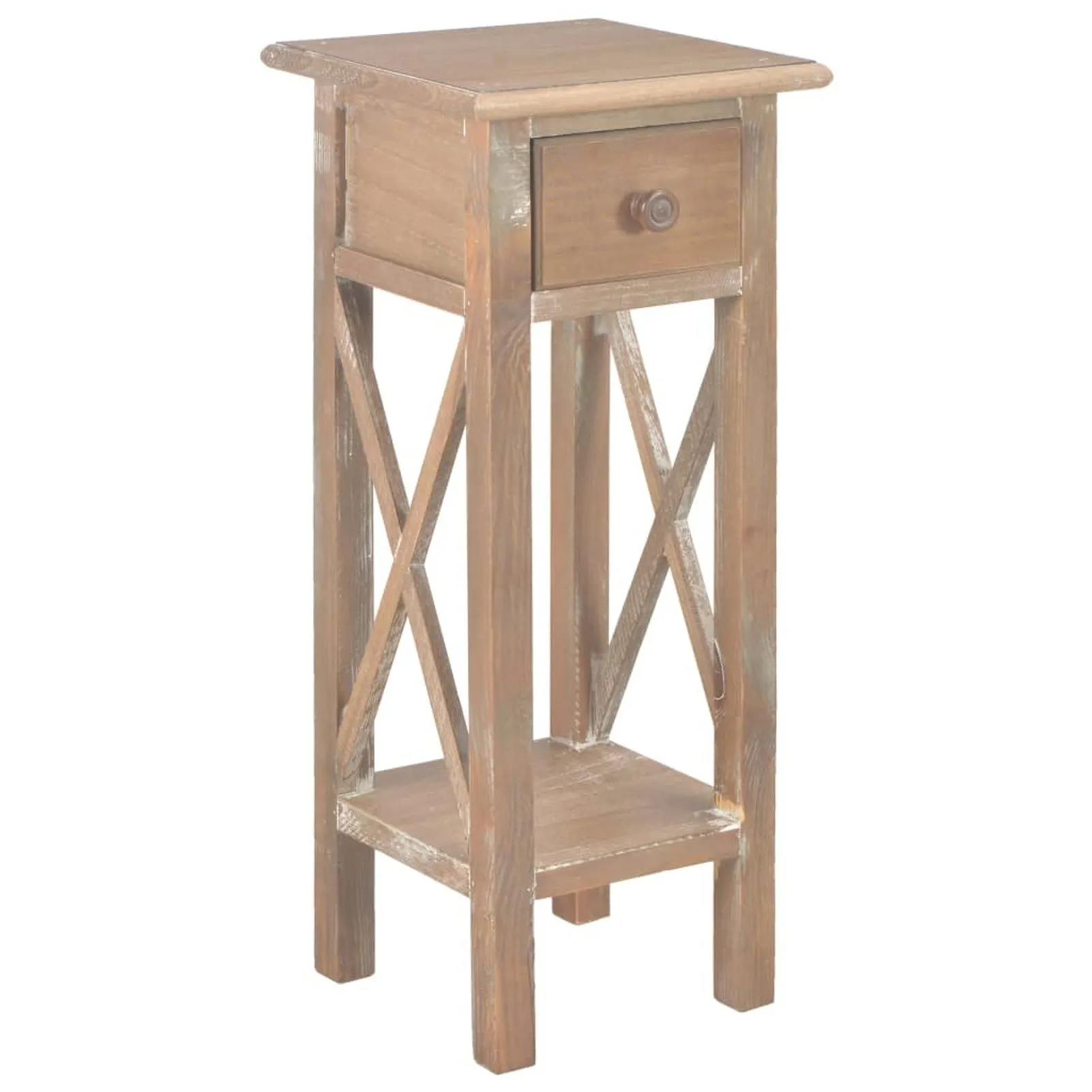 

Side Table Brown 10.6"x10.6"x25.8" Wood