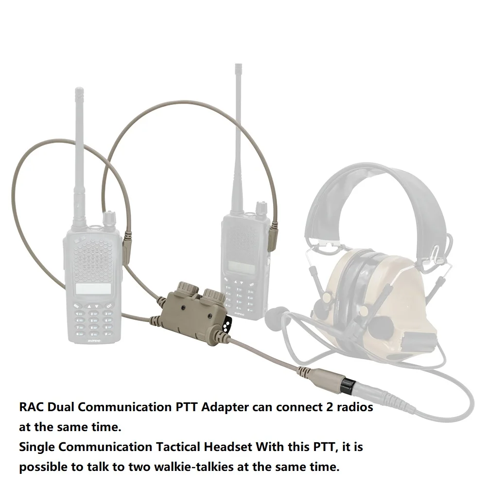 

COMTAC Tactical U94 Ptt Airsoft Shooting Hunting Earmuffs RAC Dual Communication Ptt for PELTOR MSA TAC-SKY Tactical Headphone