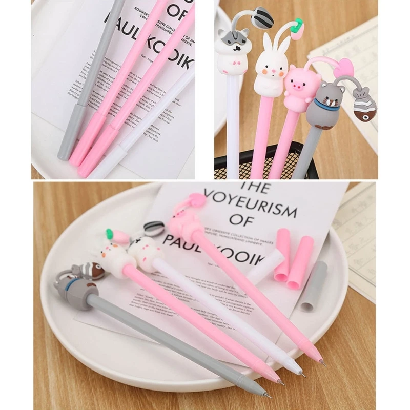 

16Pcs Cute Cartoon Gel Black Ink Pens Students Present Comfort Grip 4 Styles Cute Animals Writing Pens Assorted Styles