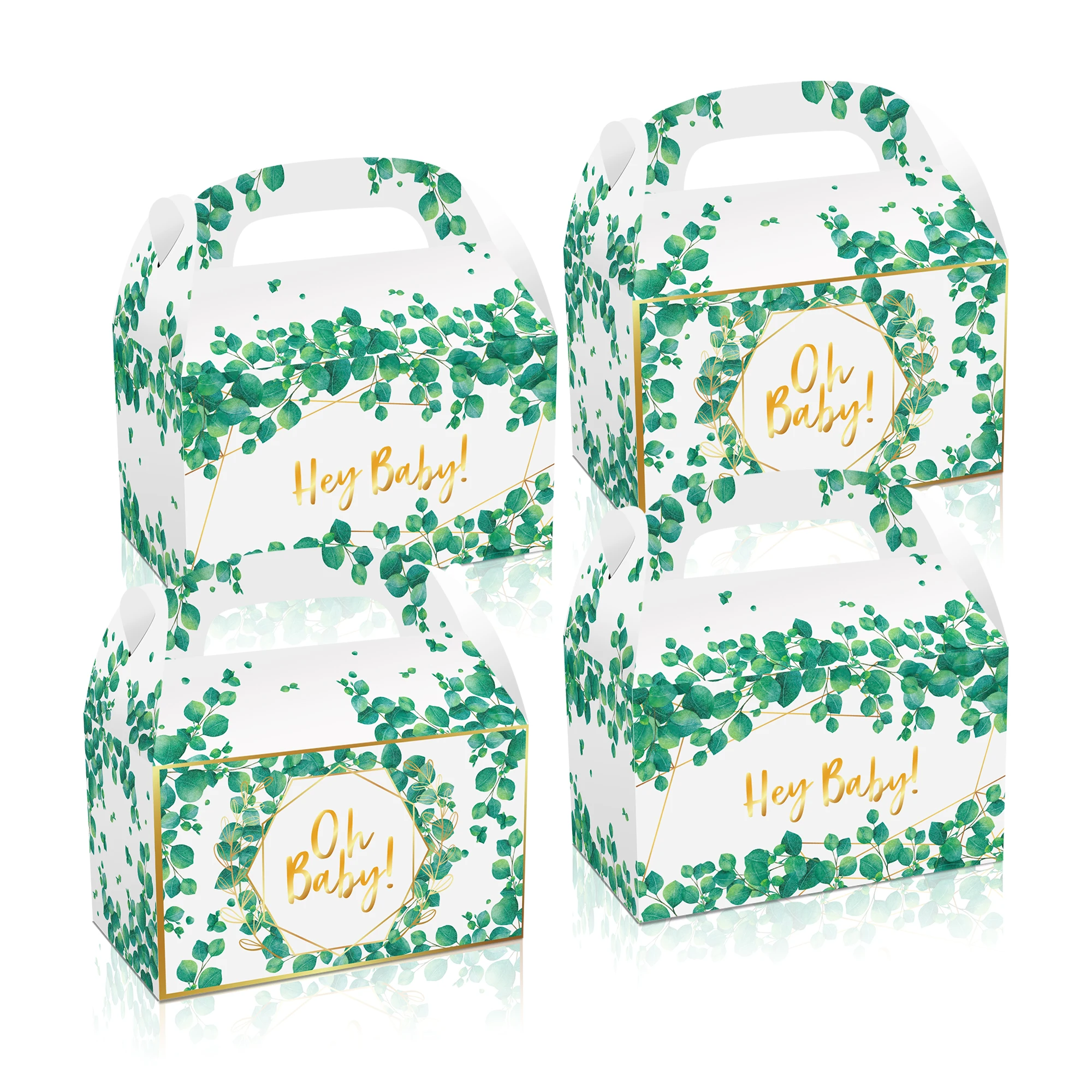 

DD108 4Pcs Hey Baby Palm Leaves Hawaii Party Favor Box Birthday Party Candy Packing Gift Boxes Bags Baby Shower Party Decors