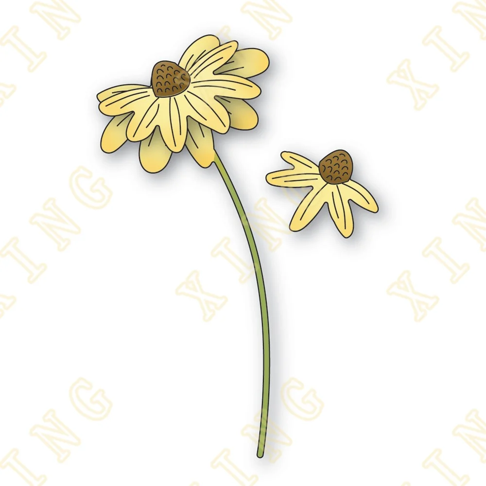 

Happy Daisy Stem 2022 New Metal Cutting Dies Scrapbook Diary Decoration Stencil Embossing Template Diy Greeting Card Handmade