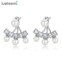 luoteemi removable elegant white pearl stud earrings for women bridal sea shell pearl earrings wedding bridal jewelry christmas