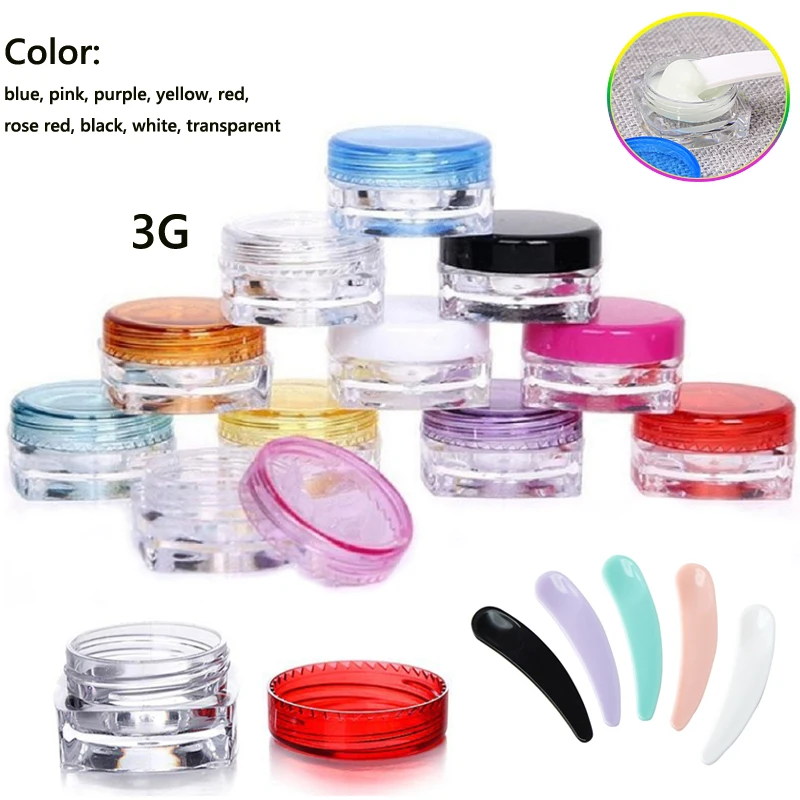 

5-10Pcs transparent small square bottle 3g Cosmetic Empty Jar Pot Eyeshadow Lip Balm Face Cream Sample Container