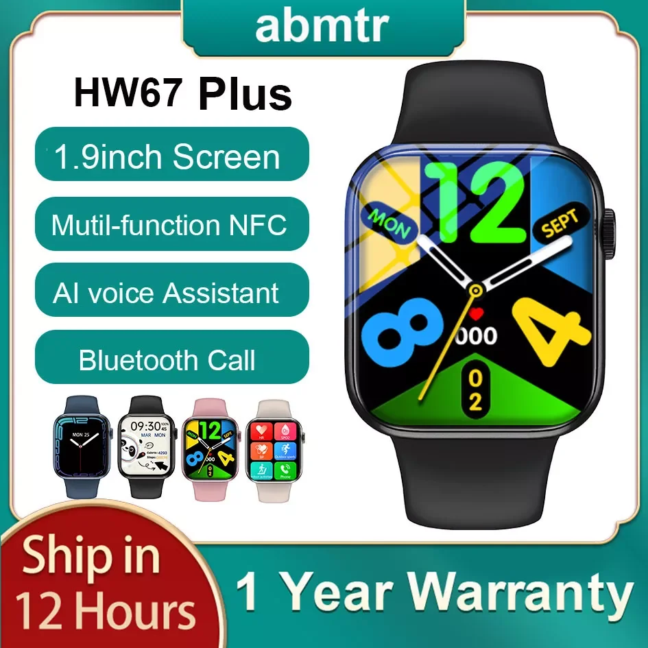 

Abtrm Original HW67 Plus Smartwatch Men 1.9" NFC Bluetooth Call Women PK Dt100 W37 IWO HW22 W27