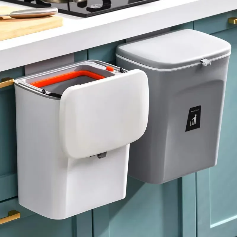 

Cabinet Rubbish Bathroom Trashcan Can Hanging Storage Toilet Bin Wall Inner Kitchen Door Trash With Mounted Garbage Waste Barrel