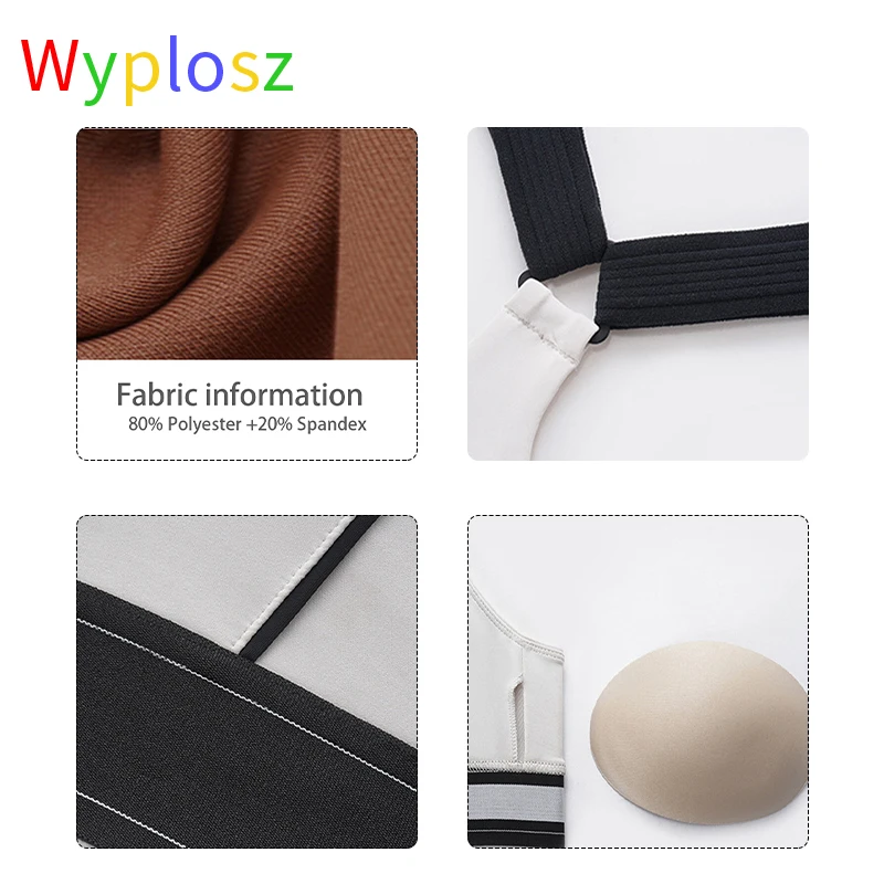 Wyplosz Sports Bras Fitness Women Push Up Training Workout Yoga Top Contrast Back Adjustable High Strength Spring Summer Running