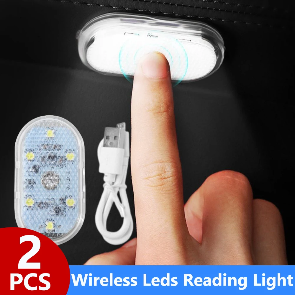 

2Pcs Wireless Leds Interior light LED Lamp Magnetic Car Ceiling Lamp Reading Light Car Decorations Roof Magnet Interior Lighting