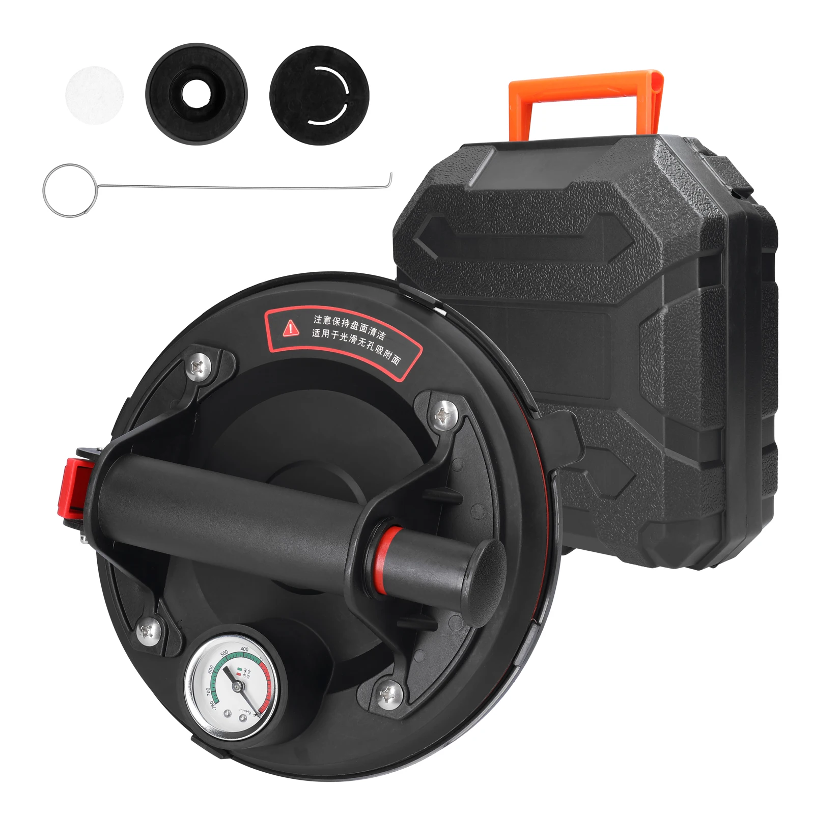 

200mm Diameter Vacuum Suction Cup75kg High Bearing Capacity Heavy Duty Vacuum Ceramic Tile Lifter with Pressure Gauge