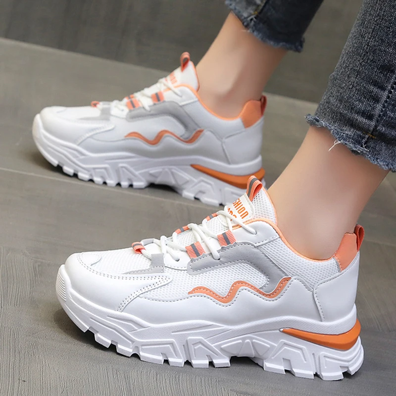

Rimocy Breathable Women's Sneakers 2022 Spring Mix Color Lace-up Platform Sneakers Woman Comfort Non-slip Casual Shoes Ladies