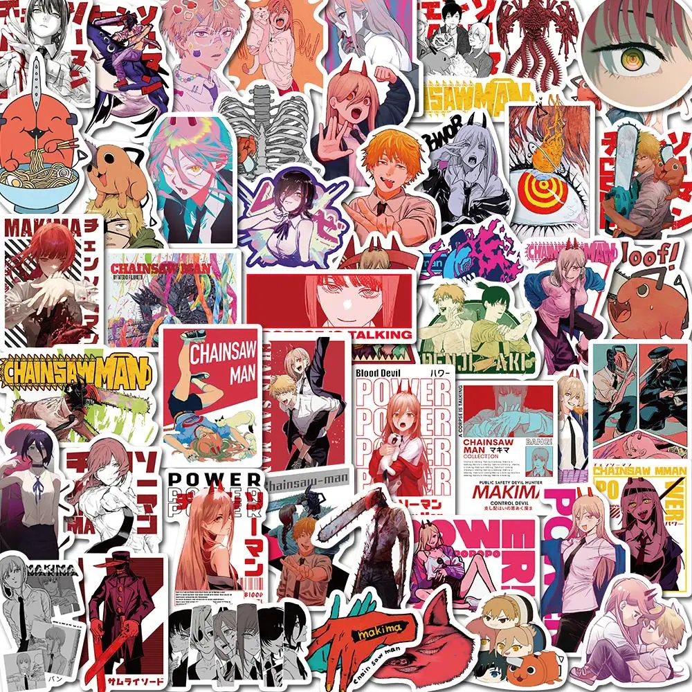 

10/50PCS Anime Stickers Chainsaw Man Graffiti Vinyl Decals for Laptop Fridge Suitcase Skateboard Phone Sticker Bomb Waterproof