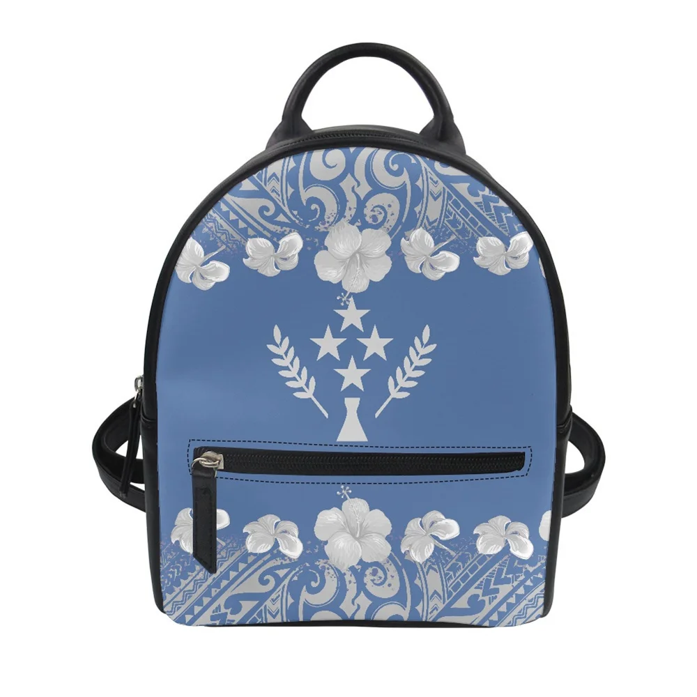 

Print On Demand Waterproof Small Size PU Shoulder Bag Polynesian Tribal Kosrae Island Floral Print Mini Backpack For Women Style
