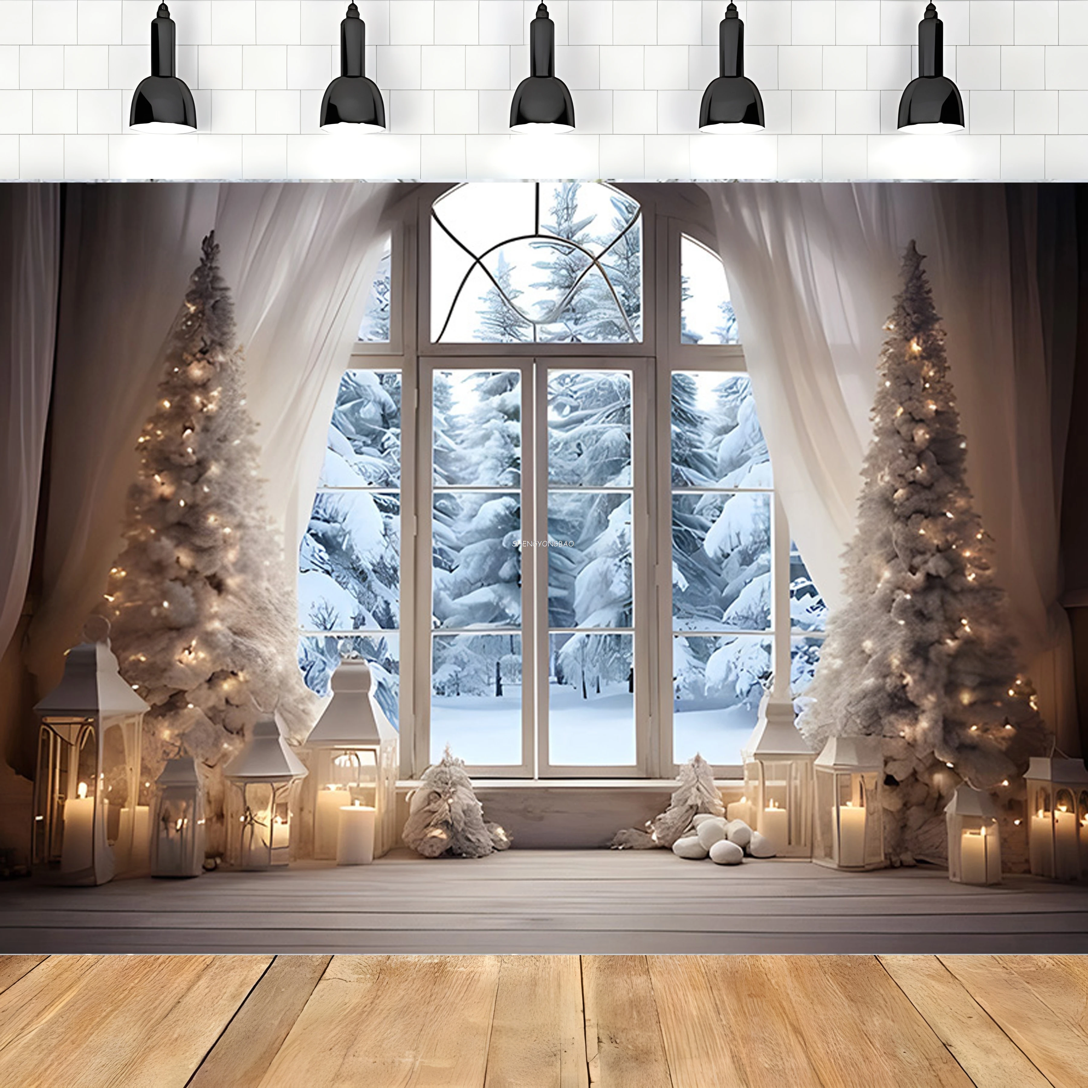 Christmas Day Flower Wreath Photography Backdrops Props Indoor Decoration Winter Wonderful Xmas Eve New Year Background RD-06