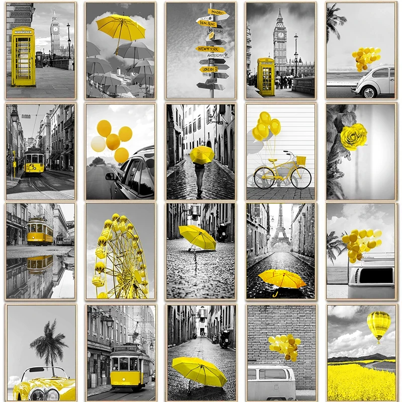 Черно-белая картина с Европейским пейзажем Декор для дома искусство на стену