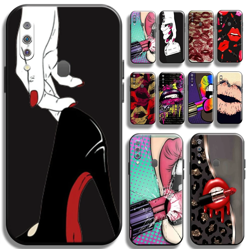 

Sexy Girl Kiss Red Lips For Samsung Galaxy M30 M30S Phone Case Shockproof Carcasa Black Coque Liquid Silicon Back TPU