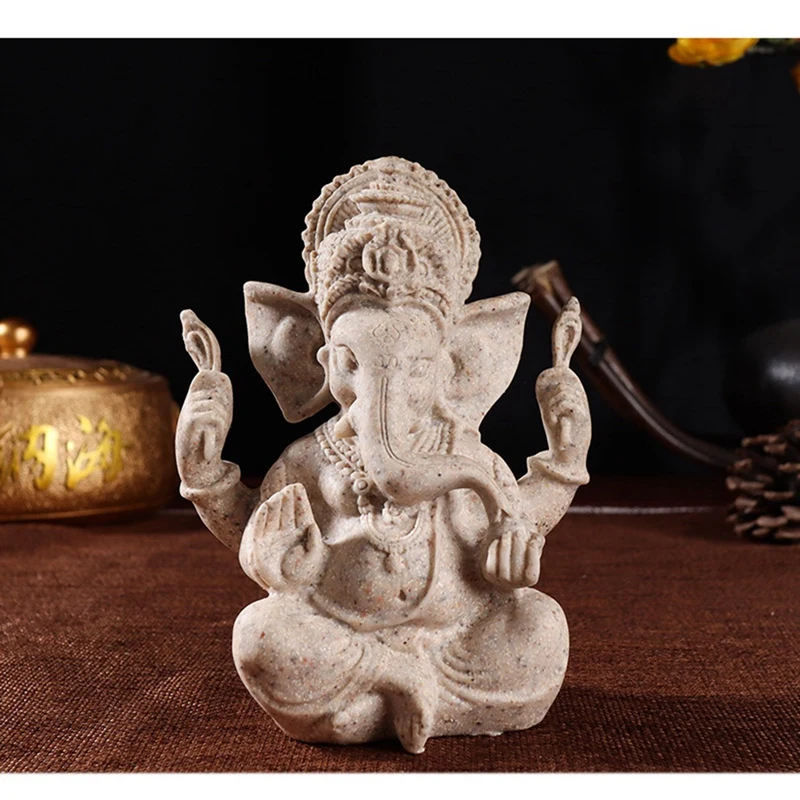 

Vintage Sandstone Elephant Indian Ganesha Sculpture For Home Office Art Decorations