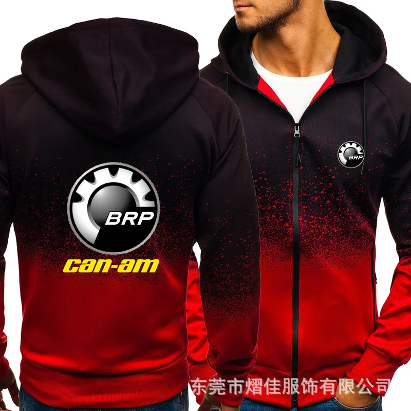 

Fashion Men's Hoodies BRP can-am Casual Harajuku Gradient color Cardigan Coat Mens Fleece Outdoor Sweatshirts zipper Jacket