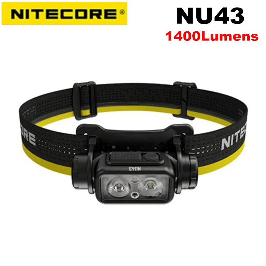 NEW Arrival NITECORE NU43 Lightweight Rechargeable Headlamp White Red Light  Outdoor Camping Headlight Built-in 3400mAh Battery