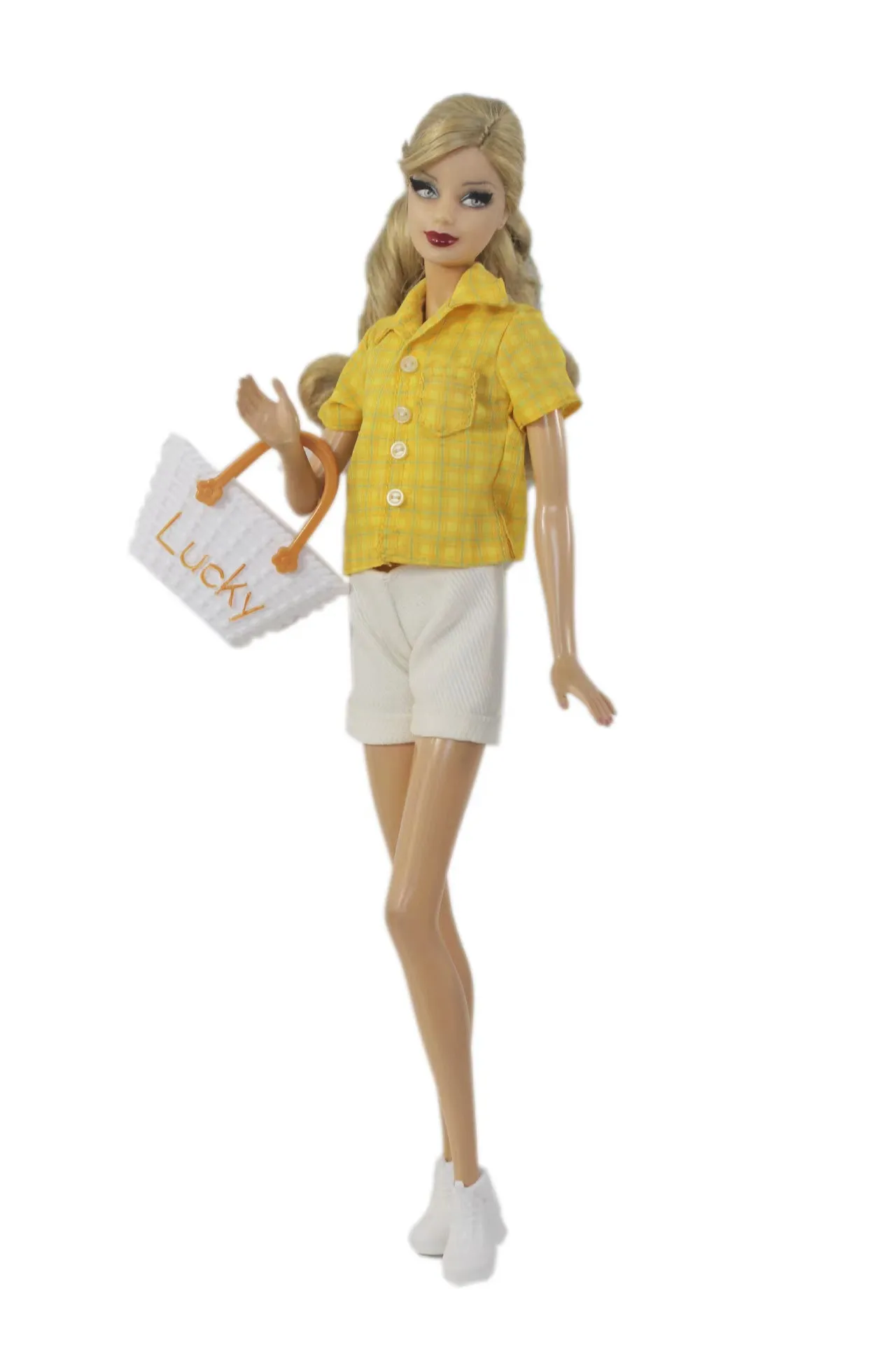 

Yellow Plaid Blouse Shorts 11.5" Doll Outfits For Barbie Doll Clothes Tops Trousers Bag Shoes 1/6 BJD Dolls Accessories Kids Toy