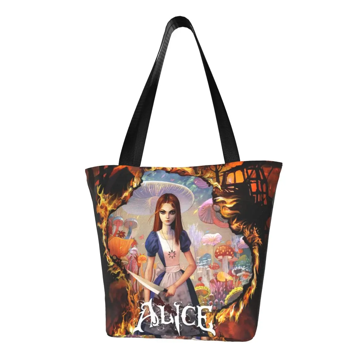 Alice Madness Returns Polyester outdoor girl handbag, woman shopping bag, shoulder bag, canvas bag, gift bag