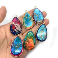 natural stone drop shape emperor stone pendant 23x40mm color charm fashion making diy necklace earrings jewelry accessories 1pcs