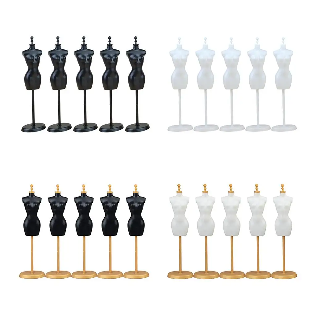 

5 PCS Doll Gown Dress Form Mannequin Doll Plastic Holder Stand for 1/6 Doll