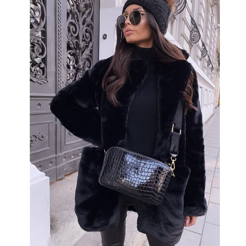 Winter Faux Fur Thick Warm Fur Coat Men's Solid Color Cardigan Turn-down Collar Large Coat Men's Long Sleeve Loose Plush Coat