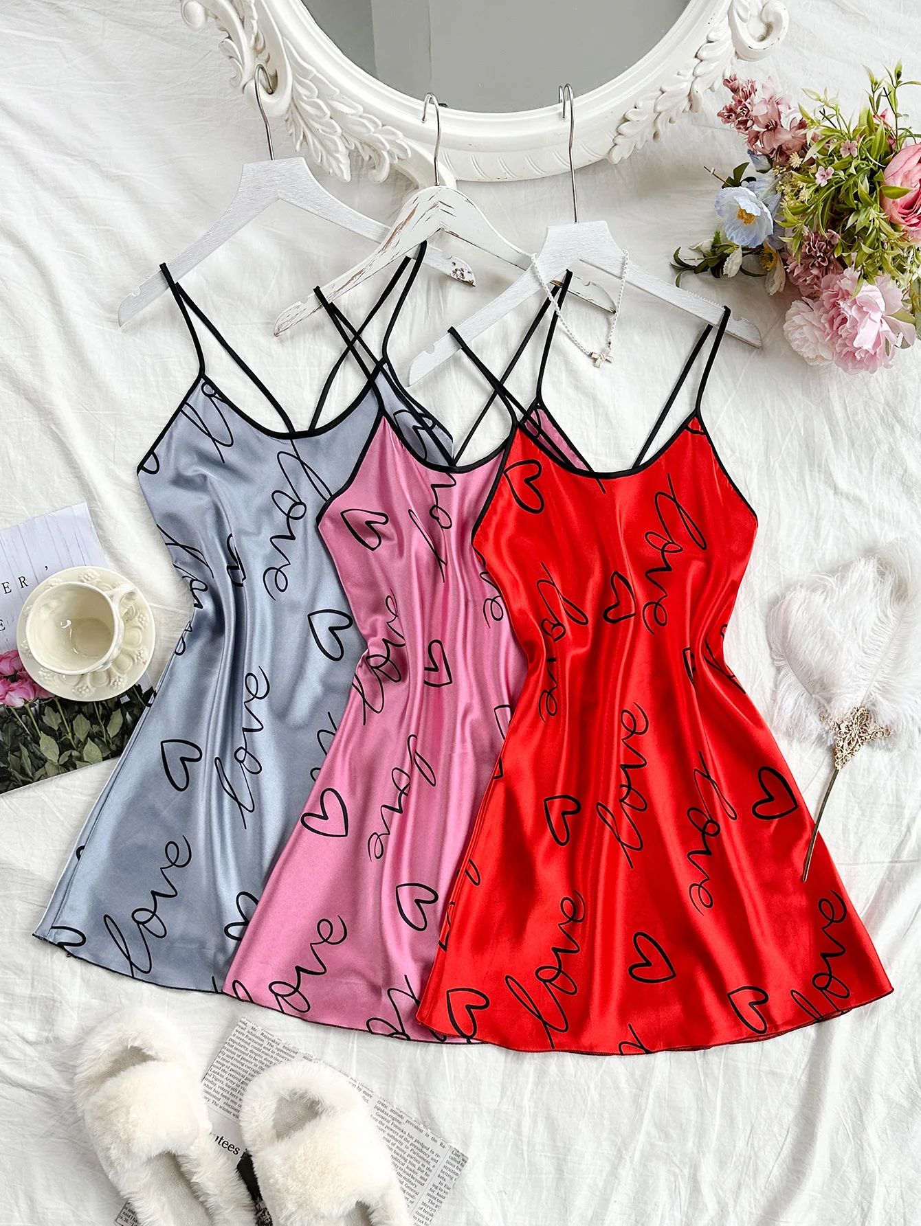 Дышащая Ночная Рубашка Из Искусственного Шелка В Европейском Стиле Женский