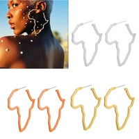1pair fashion goldrose goldsilver africa map cutout earrings girl womens minimalist design earrings jewelry gifts