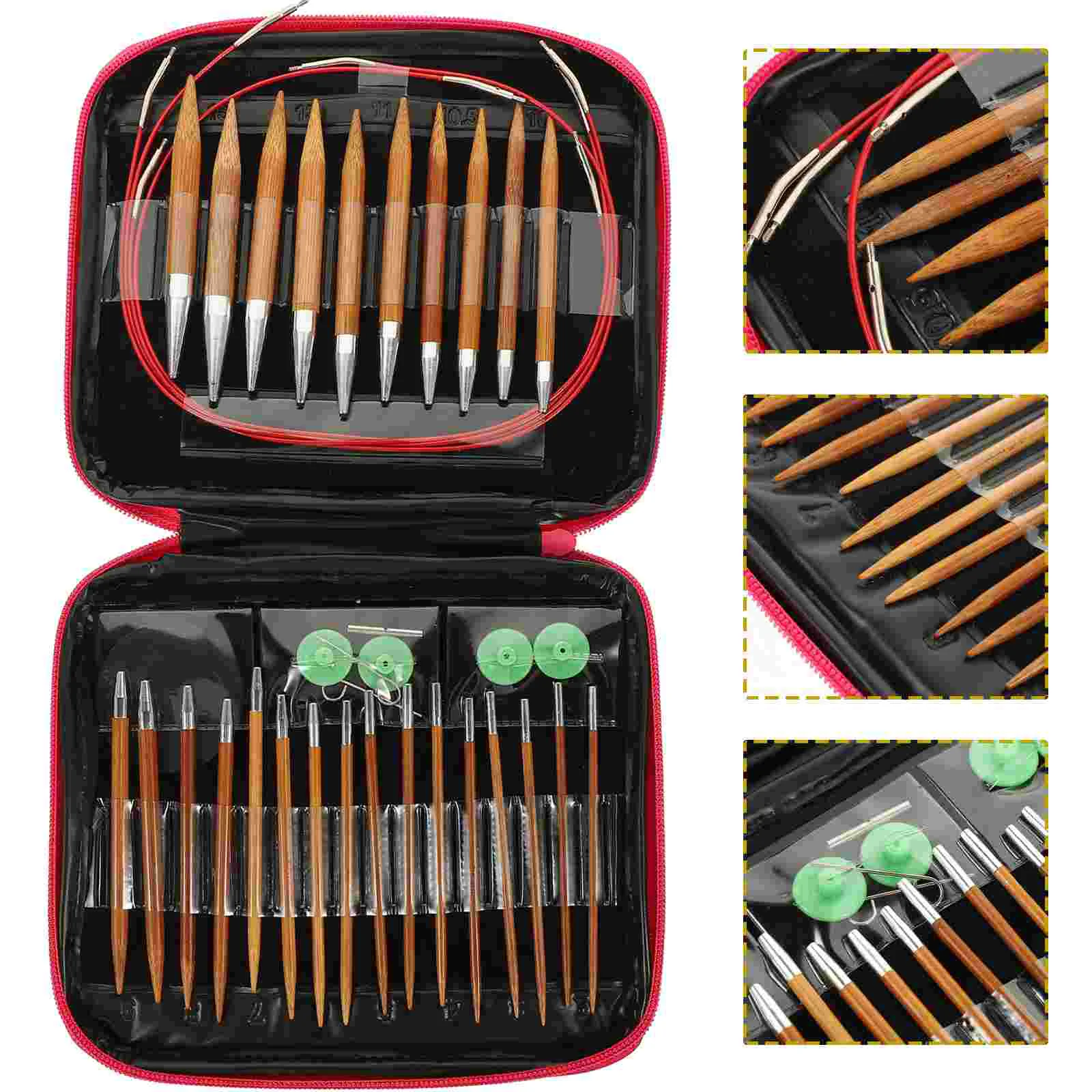 

Knitting Needle Knit Crochet Weaving Yarn Set Wooden Sweater Kit Interchangeable Pin Pointed Making Circular Knittin Detachable