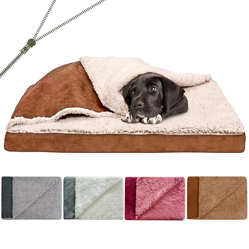 

Квадратное одеяло на молнии для дивана, дышащее флисовое длинное одеяло для собаки, мягкая флисовая подстилка для кошки для маленьких и бол...