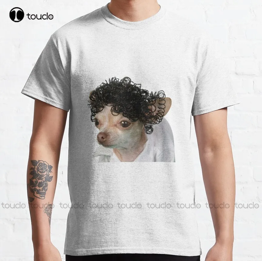 

Dog With Wig Classic T-Shirt Graphic T-Shirts Breathable Cotton Funny Art Harajuku Streetwear Cartoon All Seasons Gd Hip Hop