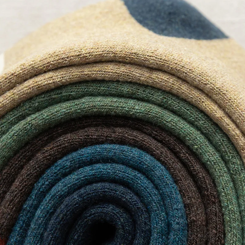 5 Pairs Autumn and Winter Thicken Warm Women Wool Socks High Quality Cashmere Stitching Color Casual Socks for Women