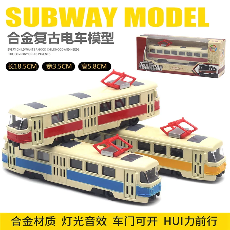 1:90 модель трамма в стиле ретро из сплава освещение музыка автобус автомобиля