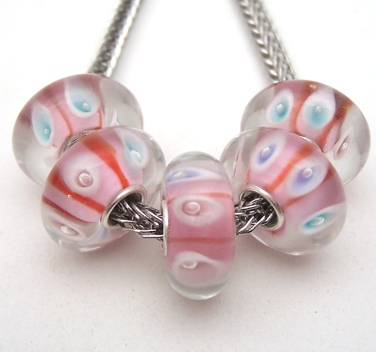

YG1872 5X 100% Authenticity S925 Sterling Silver Beads Murano Glassbeads beads Fit European Charms Bracelet diy jewelry Lampwork