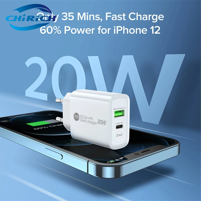 

PD 20W USB Charger Quick Charge QC 3.0 Fast Phone Wall Charger Adapter for IPhone 13 12 Pro IPad Huawei Xiaomi Samsung Chargers