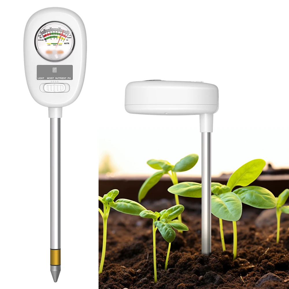 

4in1 Soil PH Value Light Moist Nutrient Test Meter Indoor Potted Plant Measuring Instrument Plant Cultivation Gardening Tools