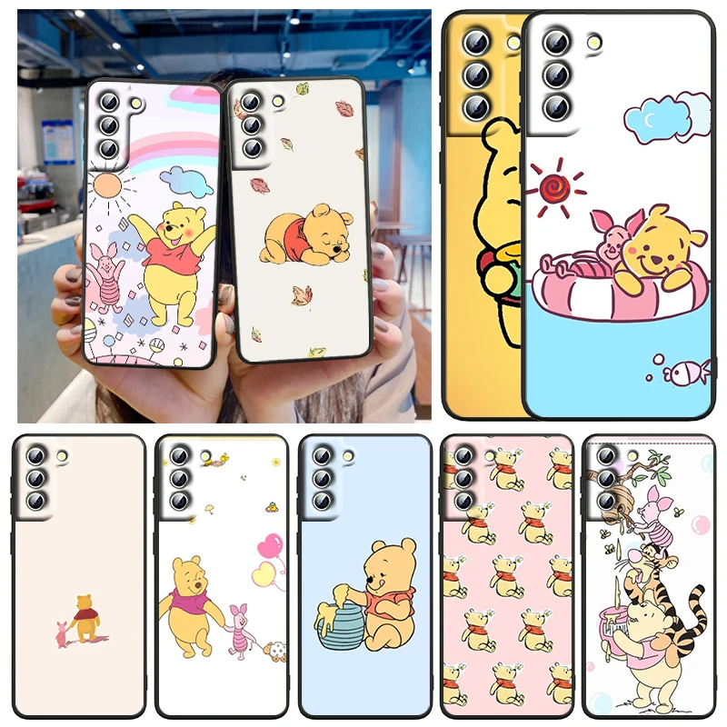 

Disney Winnie the pooh For Samsung Galaxy S22 S21 S20 FE Ultra Pro Lite S10 5G S10E S9 S8 Plus Black Soft Funda Capa Phone Case